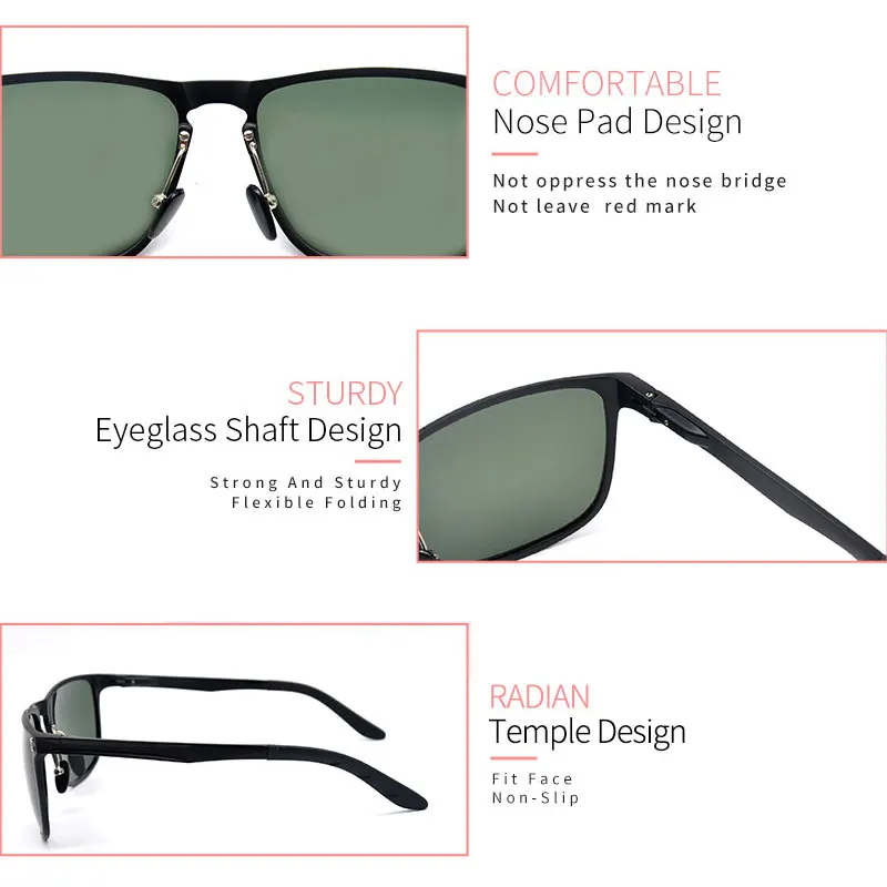 

LUCIDIE 2021 Classic Oversized Men's Aluminum Sunglasses Frame Ultralight Design Sun Glasses Polarized Protection Eyewear UV400