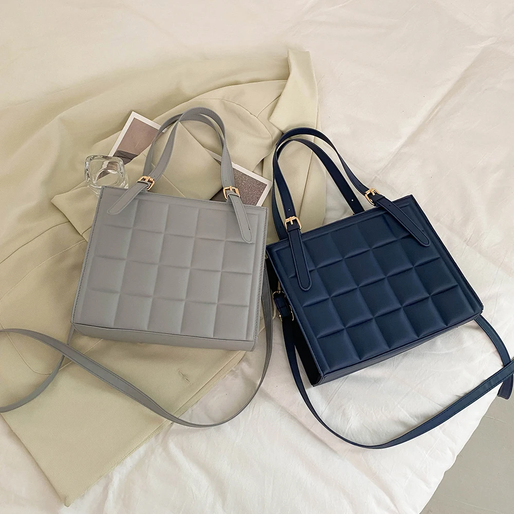 

Fashion Women Shoulder Bag Solid Color Plaid Design Crossbody Messenger Bag Small Purse Handbags for Shopping