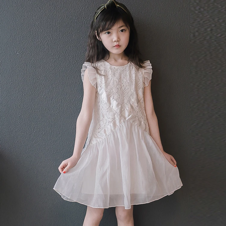 

T Shirt Lace Birthday Girl Dress Summer Short Cotton Tulle Boutique Outfits Cute Flower Girl Robe Enfant Dress Princess BW50DR