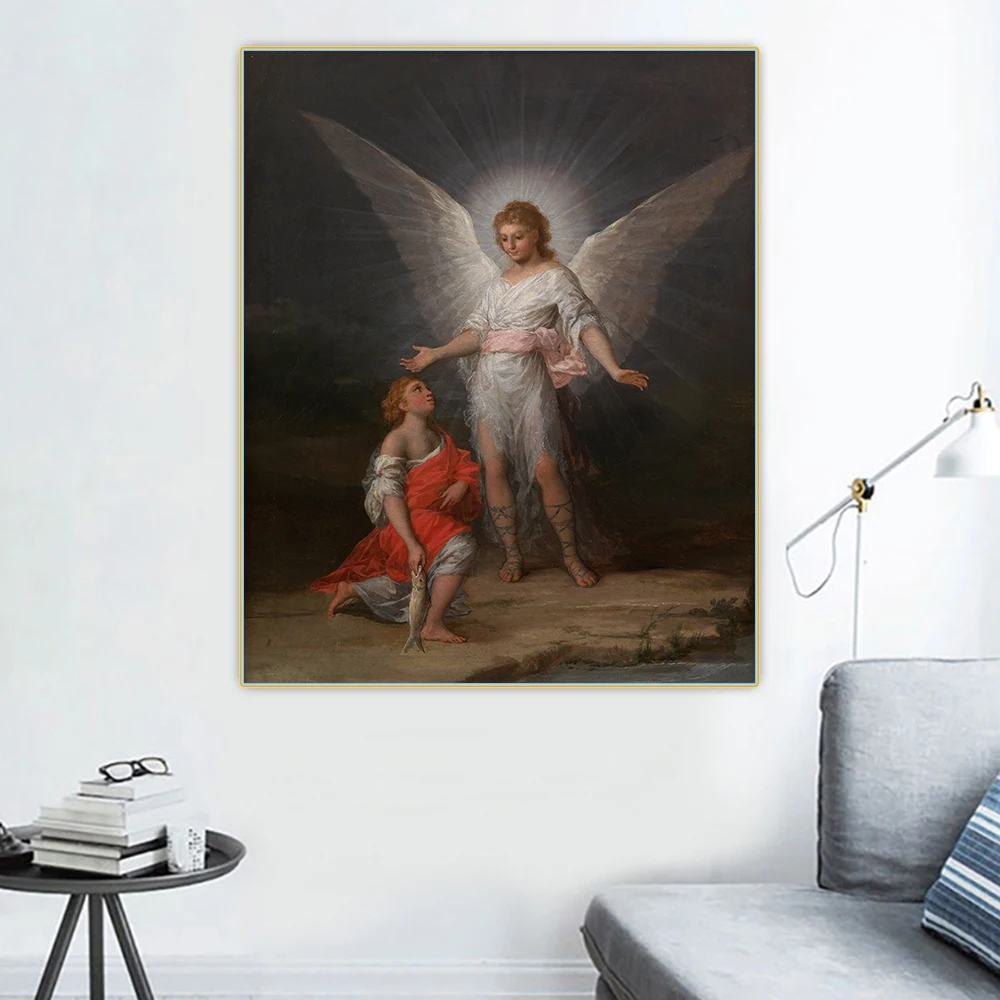 Citon Francisco Goya《Tobias and the Angel》Canvas Art Oil Painting Artwork Poster Picture Wall Background Decor Home Decoration | Дом и сад