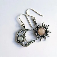 ear hook dangle drop women new silver boho sun and moon earrings gift jewellery