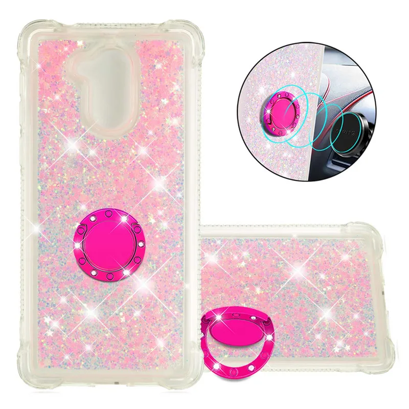 

For Huawei Enjoy 6s Honor 6C P9 LITE Smart nova smart Finger Ring Phone Case Shockproof Quicksand Silicone Protection Back Cover