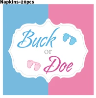 20pcs napkins of gender reveal pink blue buck or doe party decoration baby shower disposable napkin tableware sets