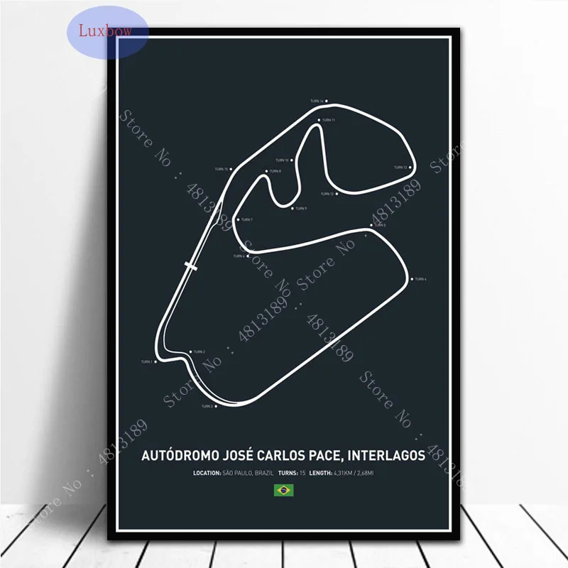 Трек автомобиль Формула 1 гоночная схема Гран-при гоночный трек плакат принты