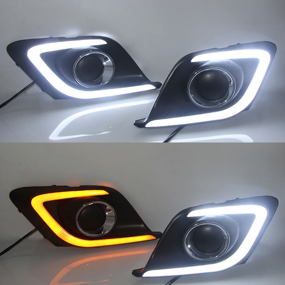 Car Flashing 2Pcs DRL For Mazda 3 Mazda3 Axela 2014 2015 2016 LED Daytime Running Lights Daylight Fog light cover | Автомобили и
