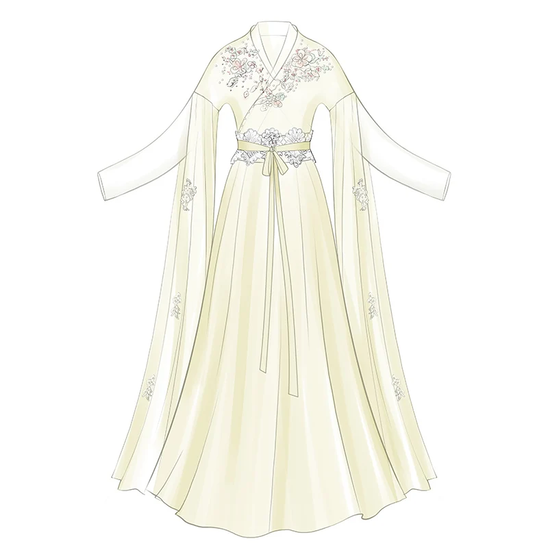 

chinese dress hanfu women dress chic and classy woman cosplay Guzheng Show 2021 summer new yellow Plus size long skirt Suits