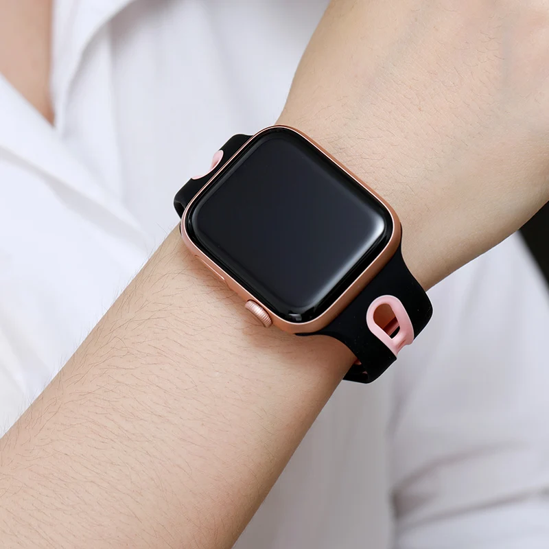 Silicone Strap For Apple Watch Band 44 Mm 40mm IWatch 38mm 42mm Breathable Sport Watchband Bracelet 5 4 3 2 1 | Наручные часы