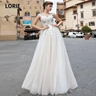 Элегантные кружевные свадебные платья LORIE в стиле бохо, пляжные свадебные платья с открытой спиной и иллюзией, Тюлевое платье принцессы для свадьбы и вечеринки, 2020