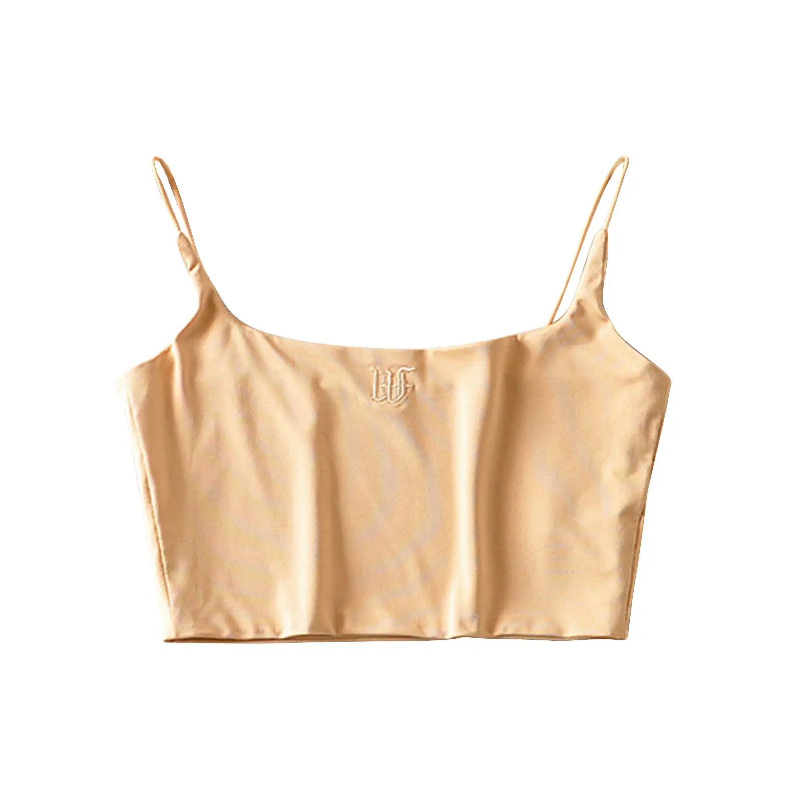 

Women Fashion Letter Embroidery Tank Top Stylish Solid Sleeveless Halter Crop Top for Ladies Female Summer 2021 New