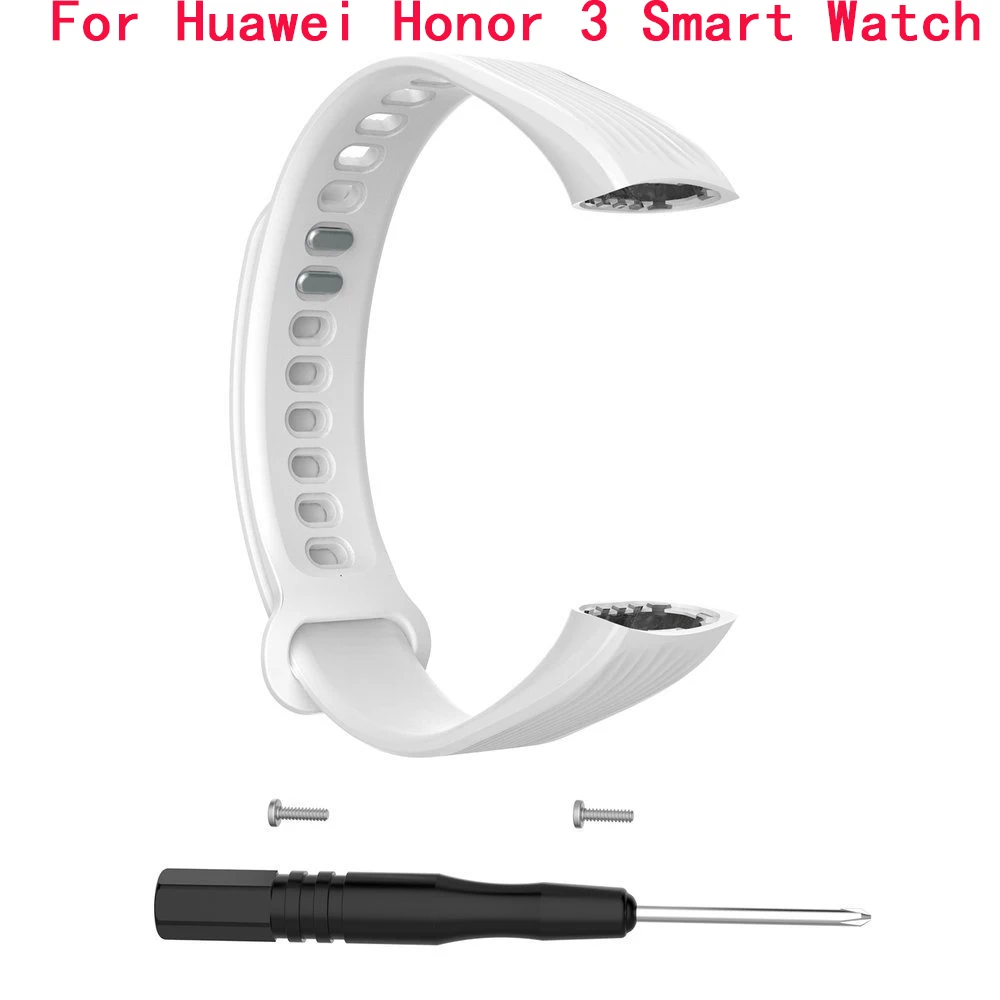 White Для huawei Honor 4 ремешок силиконовый браслет ремешок спортивный сменный водонепроницаемый браслет с инструментом для huawei Honor 3 умные часы - Цвет: White
