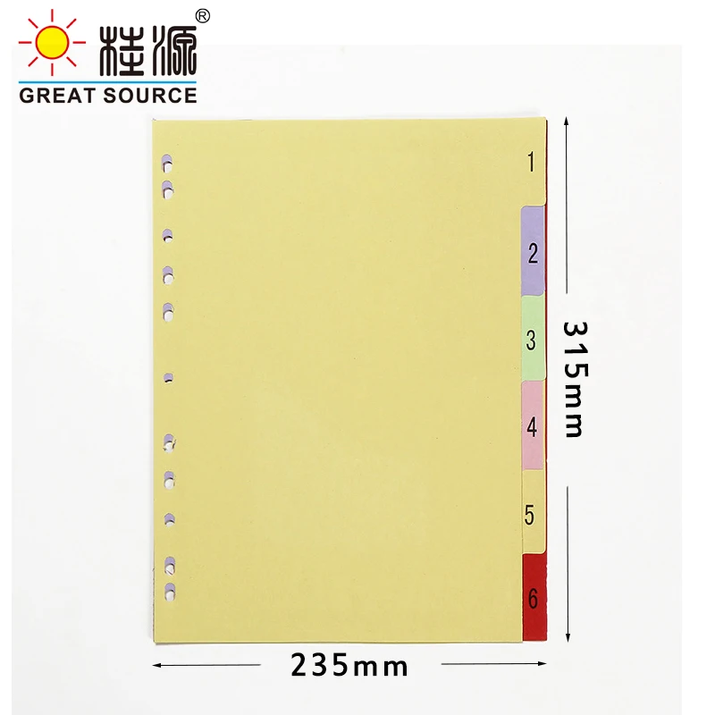 A4 разделитель для планировщика 11 отверстий 6 разделители красочные Бумага