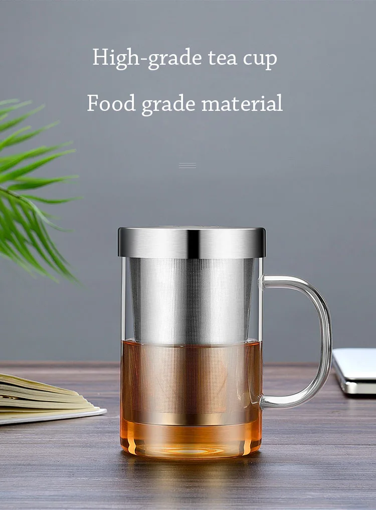 Curge Стекло Чай Кубок кружки с крышкой Чай Infuser стеклянный, с двойными стенками чашка для Кофе бутылка-термос для стакан для воды Стекло бутылка для воды