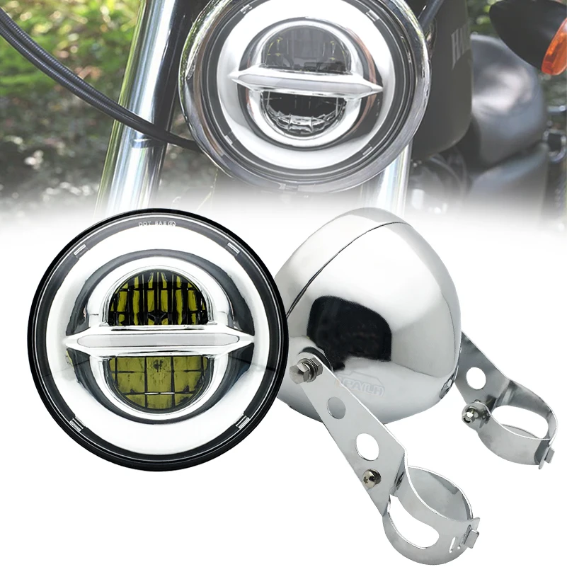 

5.75 inch headlight housing Bucket for Harley Softail Sportster Dyna Choppers + 5 3/4" motorcycle Headlight Bracket.