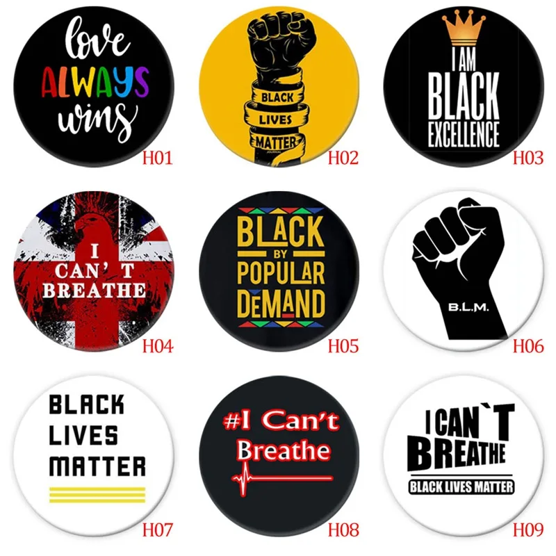 

Black people Lives Matter Slogan Quote Brooch Pin Human Rights Equalit Lapel Pins Raised Fist Power of Statement Brooches