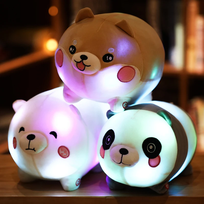 

Creative Cartoon Luminous Pillow Animals Bear/Panda/Shiba Inu Dog Stuffed Plush Toy Glowing Led Light Colorful Cushion Kids Gift