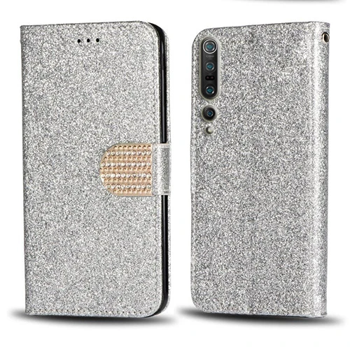 Кожаный чехол-бумажник с блестящими бриллиантами для Xiaomi Mi 10 Pro | Мобильные