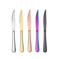 12pcs wenstern steak knife cutlery set stainless steel dinnerware set rainbow knifes fork spoon kitchen dinner flatware set