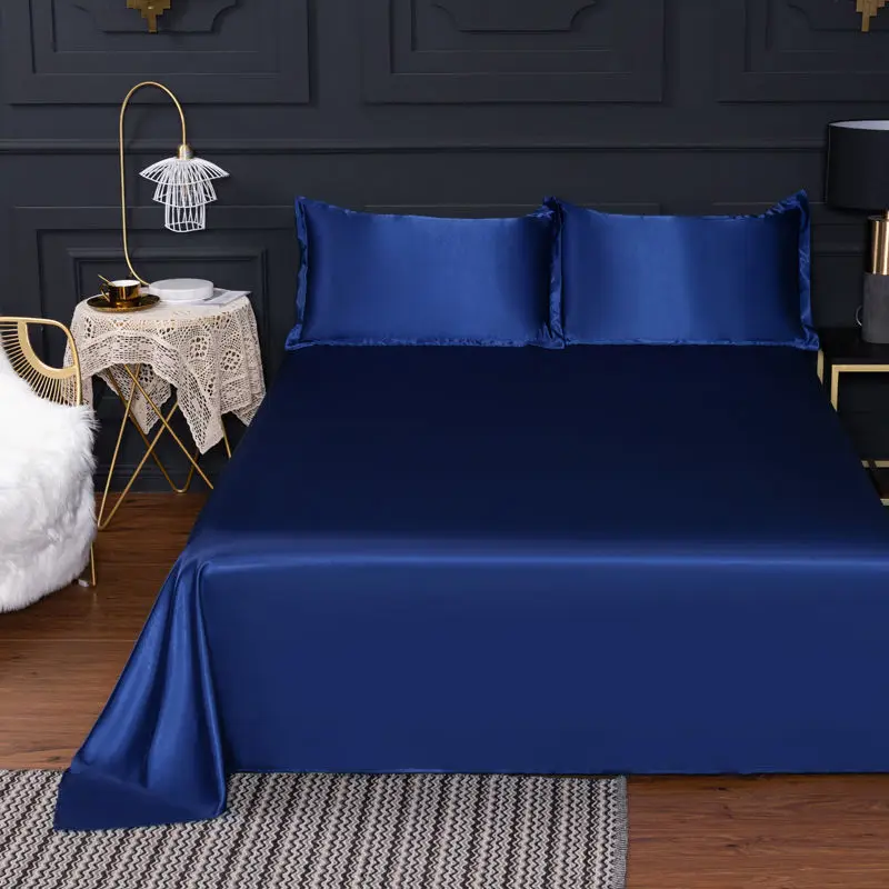 Rayon Bed Sheet Solid Color Mod Sheets Soft For King/Queen Size 1.5/1.8M Home Silk Bedding Cover 1PCS Black Flat | Дом и сад