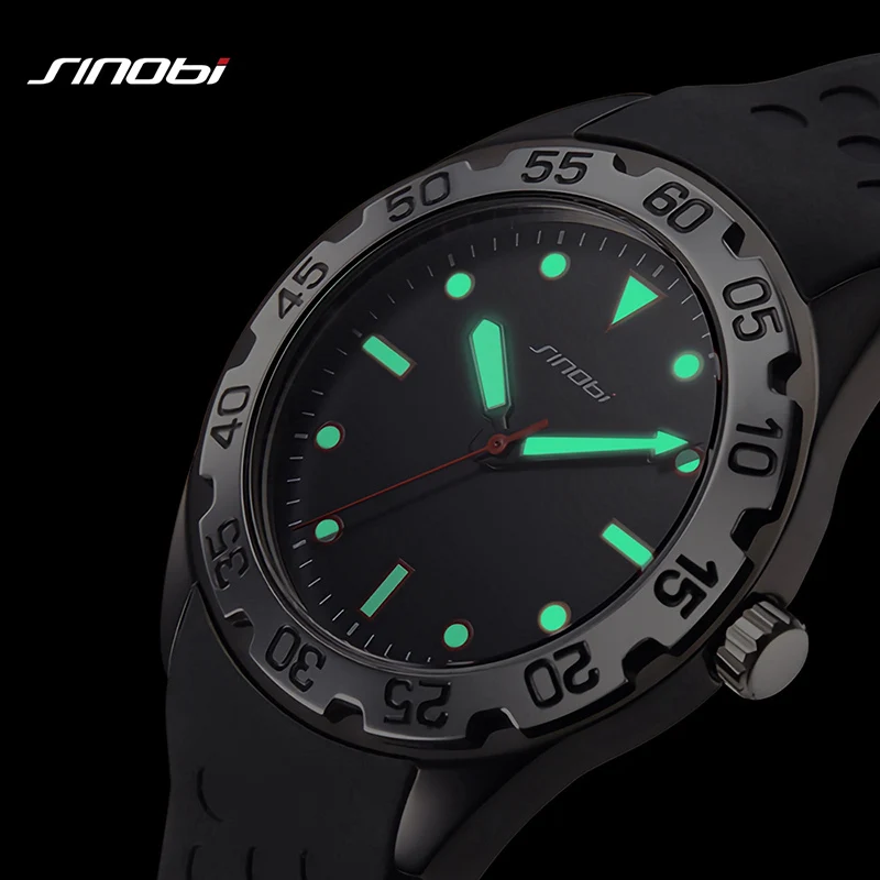 

Модные мужские часы SINOBI 2021, светящиеся Роскошные водонепроницаемые спортивные кварцевые часы-хронограф из нержавеющей стали, мужские часы