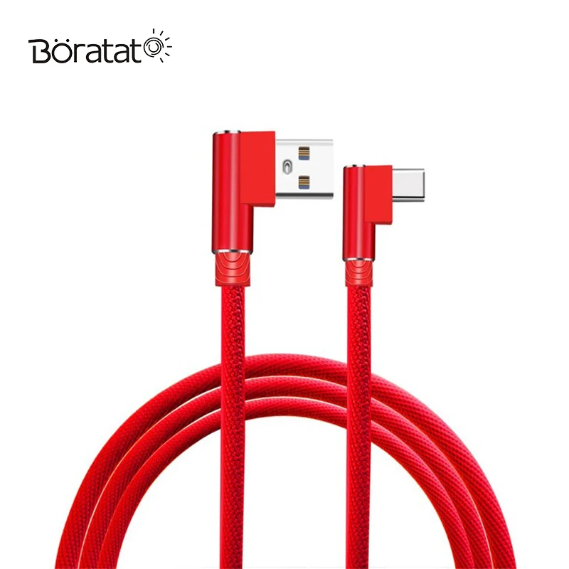 Коленчатый телефонный кабель 2/3 А передачи данных Type C нейлоновая оплетка для Huawei