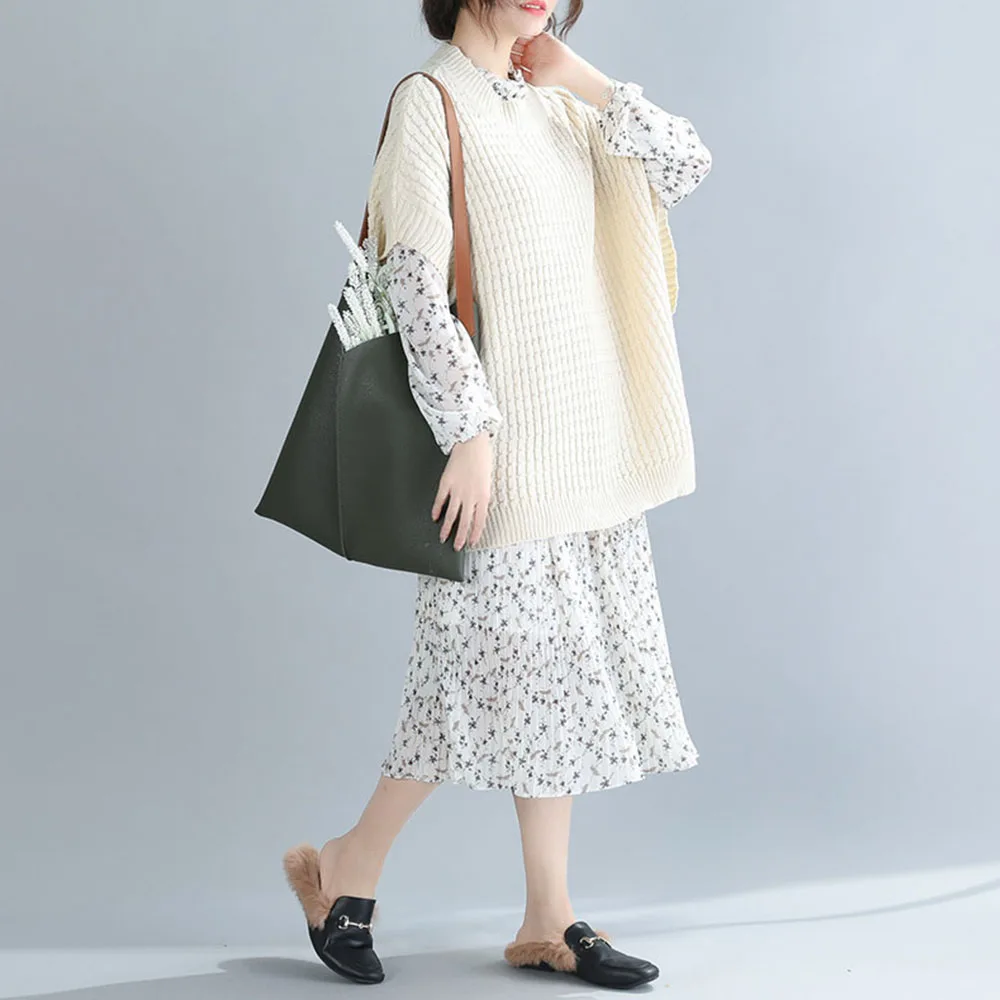 

basic casual plus size spring Autumn Sweater vest Women loose sleeveless Sweater female Jumpers pullover