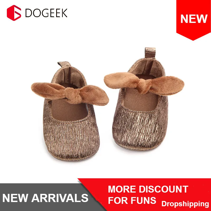 Туфли для новорожденных девочек мягкая нескользящая обувь малышей с бантом