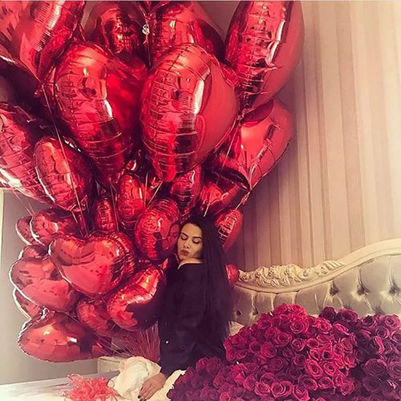 10 шт 18inch цвета розового золота красный розовый любовь Фольга гелиевые шары в