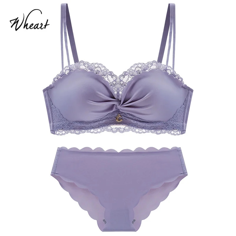 Женское нижнее белье с эффектом пуш ап фиолетовое потертости и