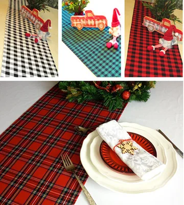 30x180 см красная и черная скатерть в клетку прямоугольная Рождественская для