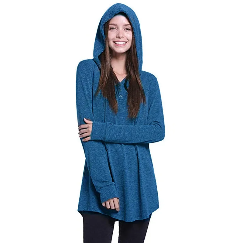 Новинка 2019 года сезон осень-зима Толстовка со складками на пуговицах свободная