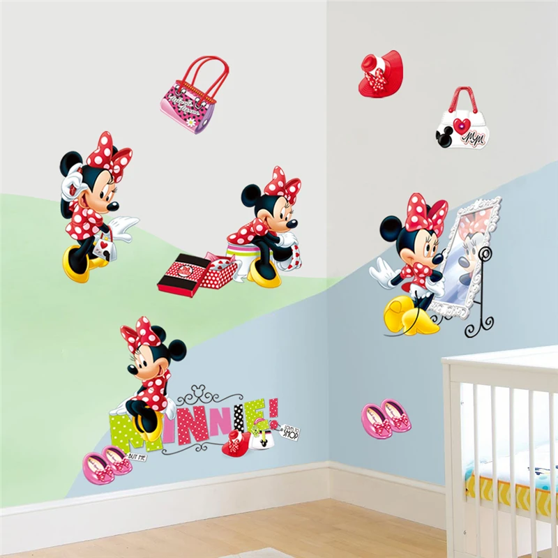 

Disney Fashion Minnie Wall Stickers Kids Rooms Home Decor Cartoon Wall Decals Pvc Mural Art Diy Posters Party Gifts