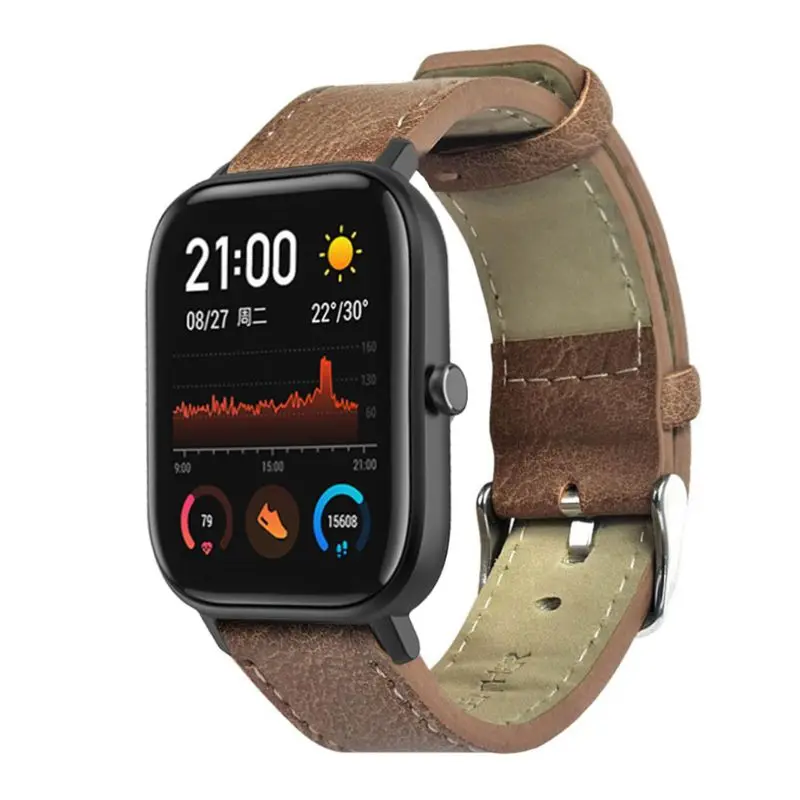 Винтажный ремешок из натуральной кожи для часов Huami Amazfit GTS Smart Watch