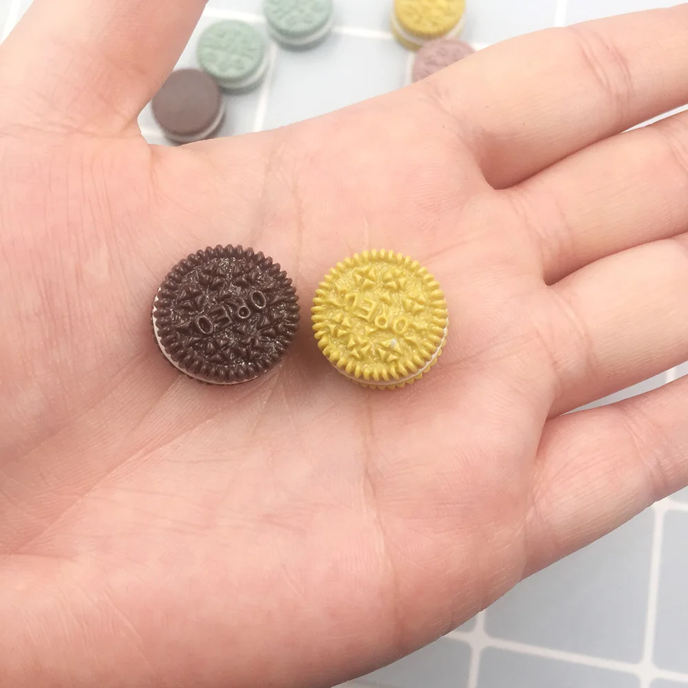 20 шт Миниатюрный смоляный крем печенье кабошон с плоской задней поверхностью