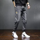 Мужские укороченные брюки, джинсы, трендовые повседневные джинсы с принтом, Мужская одежда, джинсы, готические Комбинированные брюки, брюки с маленькими лапами