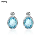 Серебряные цветные овальные круглые хрустальные серьги-гвоздики, подарок для лучших подруг девочек