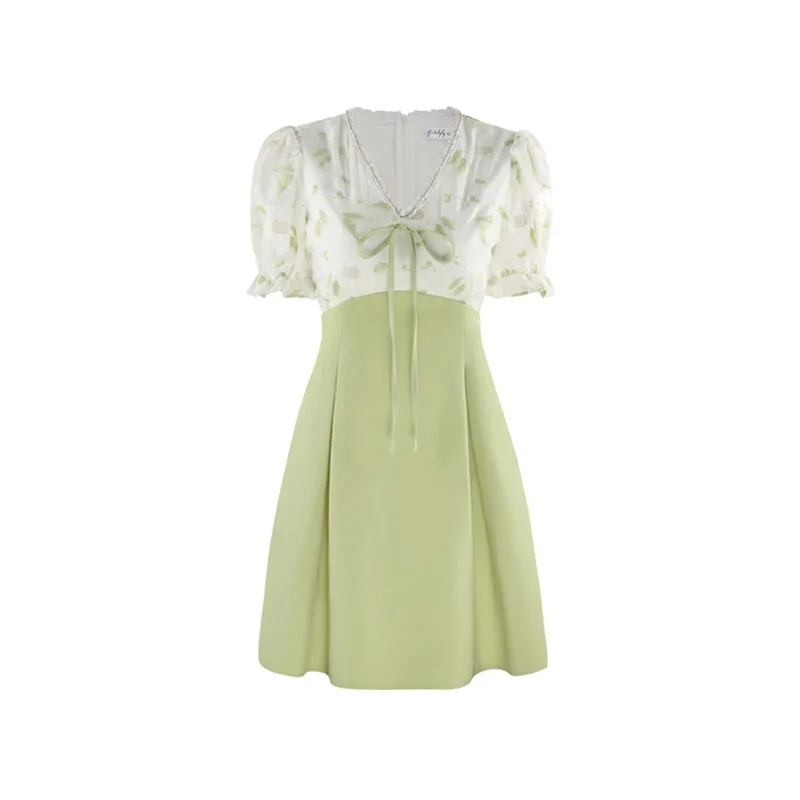 Вечернее элегантное цельнокроеное платье корейское летнее повседневное мини в