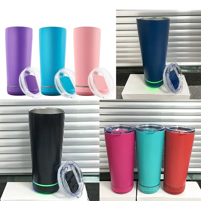 

5pcs/Lot 18oz White Sublimation Music Tumbler Stainless Steel Waterproof Glass Speaker Water Bottle For Gift Music Cup