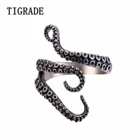 tigrade stainless steel gothic deep sea squid octopus ring fashion vintage jewelry opened adjustable rings for women men bague