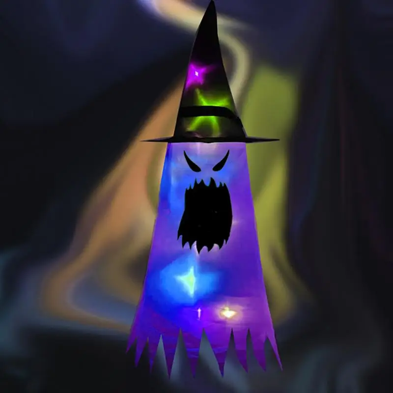 

Светящиеся праздничные СВЕТОДИОДНЫЕ светильники на Хэллоуин, шляпа может быть использована на голове или как подвесная шляпа с ведьмой, яр...