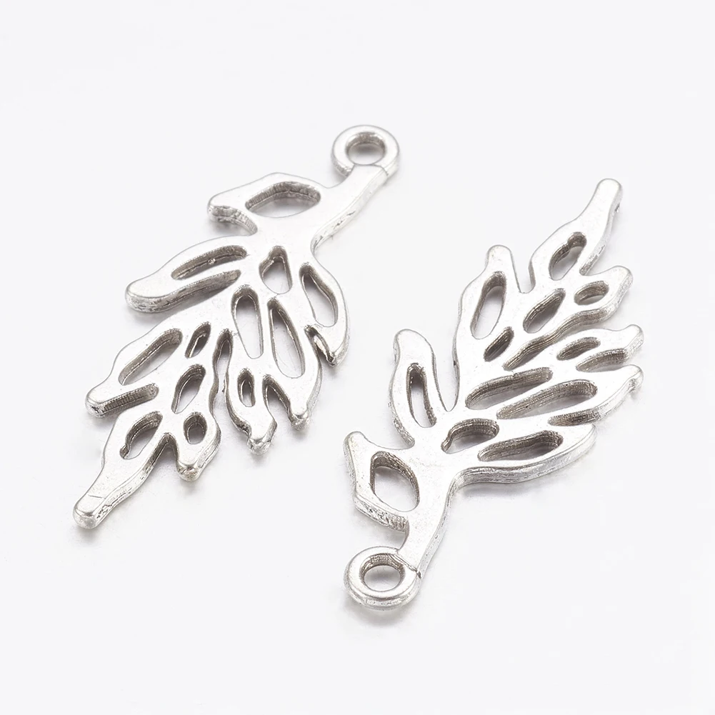 

50 шт./лот Подвески серебряного цвета Подвески из металлического сплава в форме листа Подвески для изготовления ювелирных изделий своими ру...