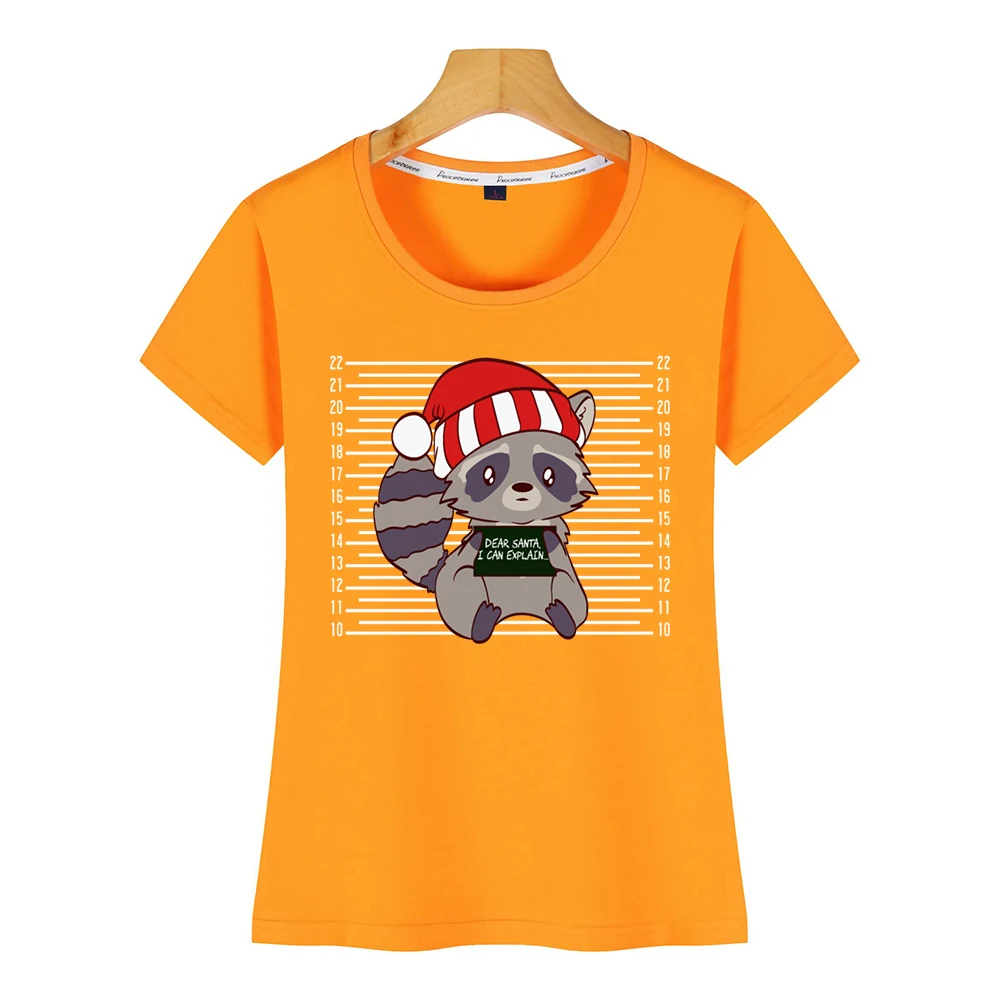 Tops T Shirt Women forest raccoon dear santa i can explain naughty Hip Hop Vintage Custom Female Tshirt | Женская одежда