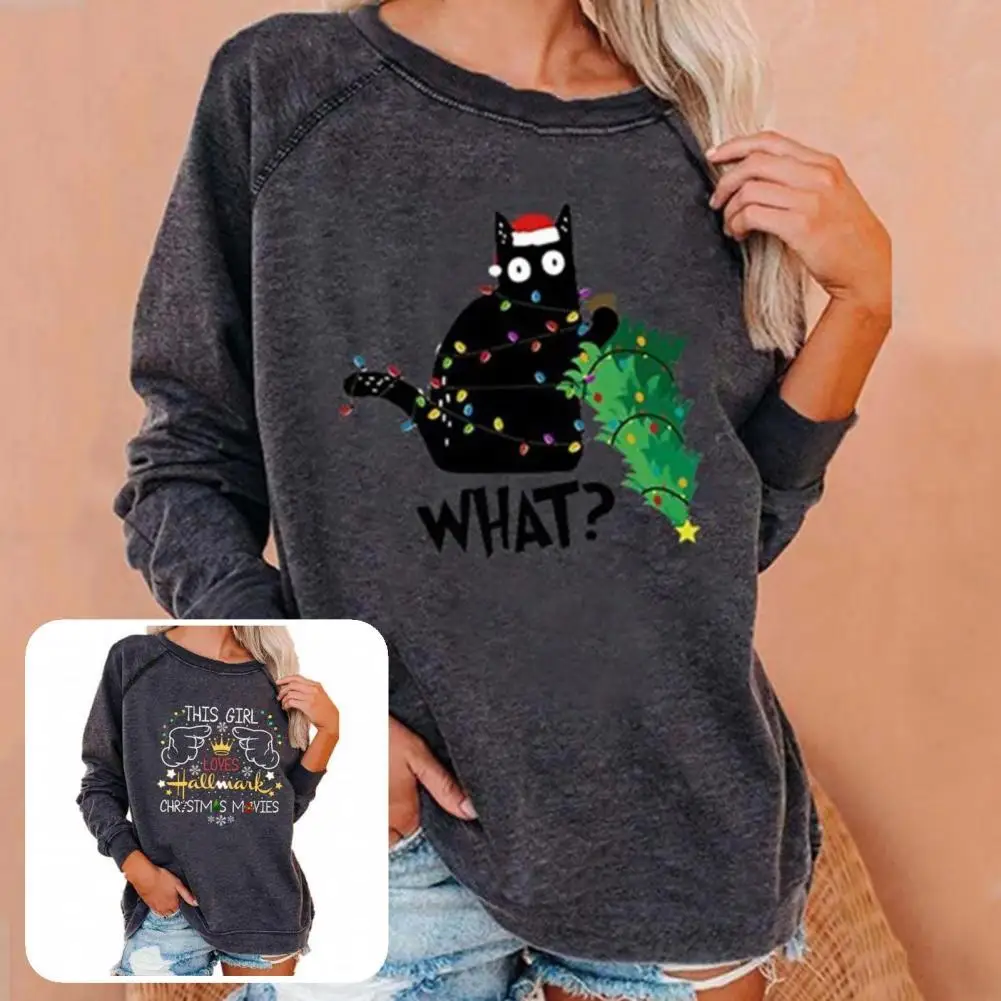 

Festive Great Quick Dry Lady Top Print Autumn Sweatshirt Long Sleeve for Work