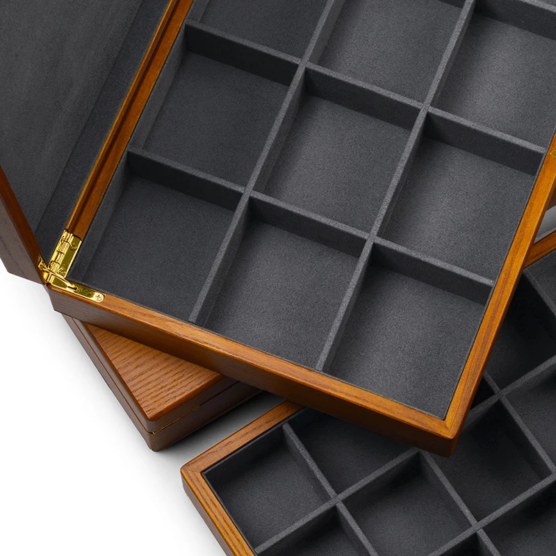 Oirlv Solid Wood Ring Organizer Box with Microfiber Jewelry Storage Case for Necklace Stud Earrings Bangle