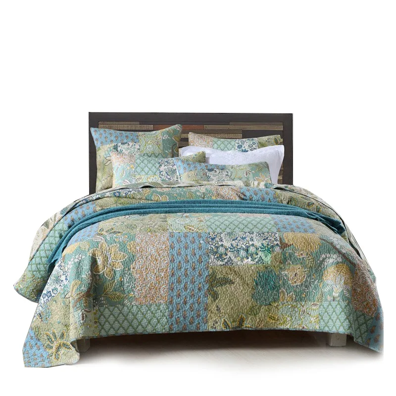 Juego de fundas de algod&oacute;n y lino para cama, edred&oacute;n, manta, funda de almohada, tama&ntilde;o King, 3 unidades-5
