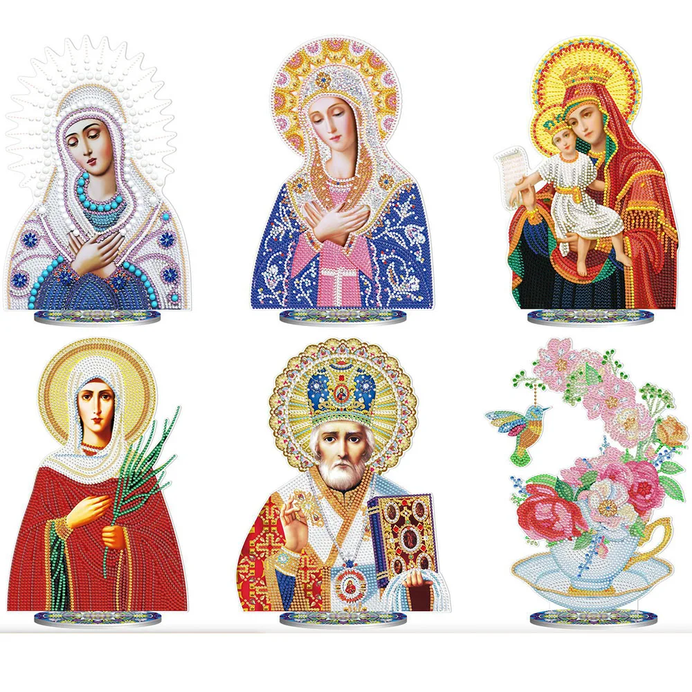 

DIY Diamond Painting Desktop Ornament Rhinestones Special Shape Mosaic Religious Craft Decoration Ornament Decoration