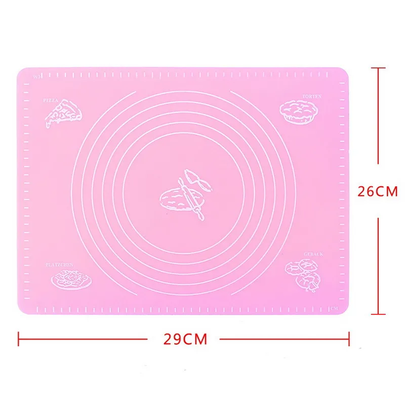 Pink 29 x 26 cm Силиконовый коврик для выпечки, тесто для пиццы, кондитерские изделия, кухонные гаджеты, инструменты для приготовления пищи, посуда для выпечки, коврики, вкладыши, предметы, принадлежности - Цвет: Pink 29 x 26 cm