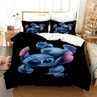 Новый комплект постельного белья с мультяшным принтом Стич черные комплекты с пододеяльником наволочка для спальни Декор двойной полный Королевский размер