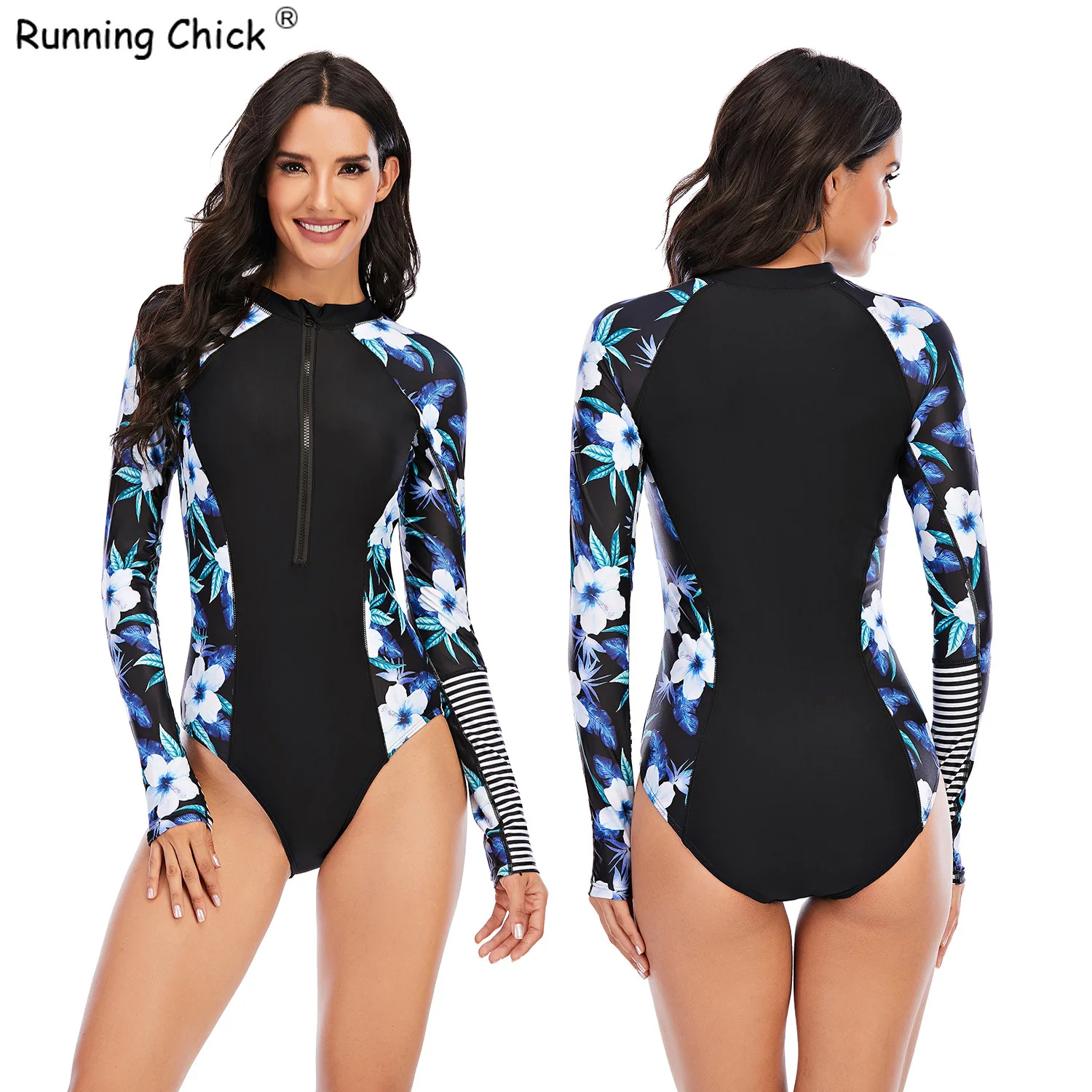 

One-piece long-sleeved surf suit sunscreen women's swimsuit, hot spring diving suit, many styles to choose