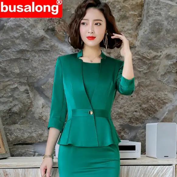 

Fashion women formalCoats slim blazer OL temperament interview jacket office ladies Patchwork work white Green Tops