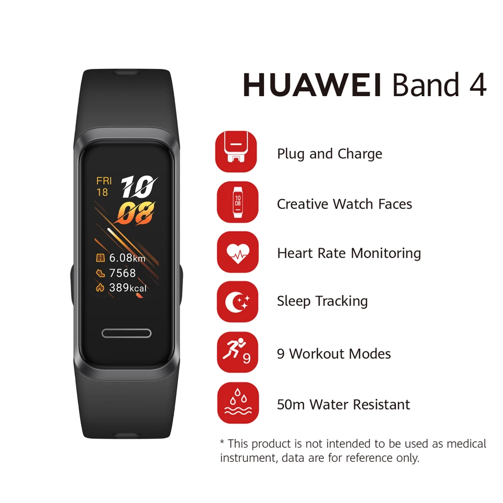 Смарт часы huawei Band 4 с кислородом крови монитором сердечного ритма новые usb